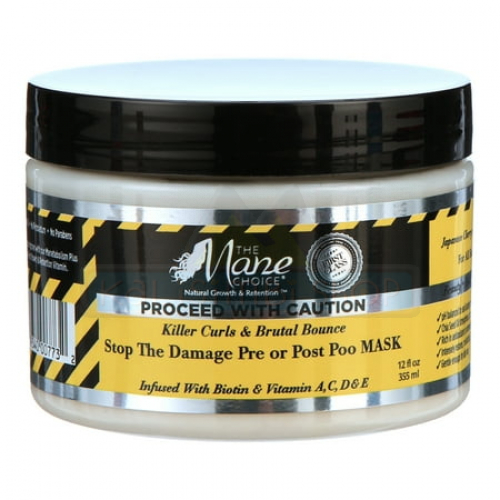 The Mane Choice Proceed With Caution Killer Curls & Brutal Bounce Stop The Damage Pre OR Post Poo Mask 12 oz